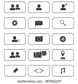 Big set of buttons for smart phone or web in material design with different items. Vector illustration.