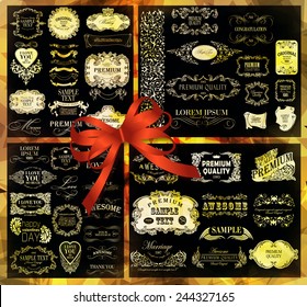 Big set of calligraphic elements for design  can be used for invitation, congratulation
