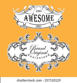Big set of calligraphic elements for design  can be used for invitation, congratulation