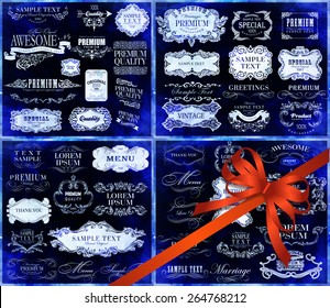 Big set of calligraphic elements for design  can be used for invitation, congratulation