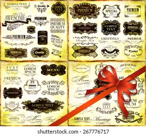 Big set of calligraphic elements for design  can be used for invitation, congratulation