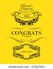 Big set of calligraphic elements for design  can be used for invitation, congratulation