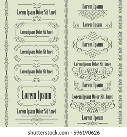 Big set of calligraphic frames and borders. Retro Luxury template for design. Flourishes Ornamental  frame. Vintage vector elements