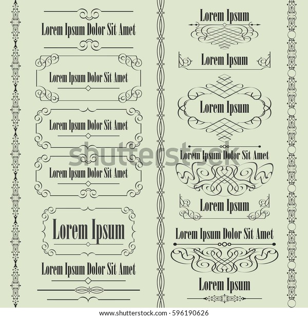 Big set of calligraphic frames and borders.\
Retro Luxury template for design. Flourishes Ornamental  frame.\
Vintage vector elements