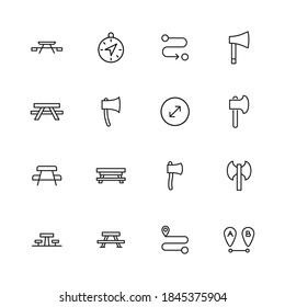 Big set of camping line icons. Vector illustration isolated on a white background. Premium quality symbols. Stroke vector icons for concept or web graphics. Simple thin line signs.