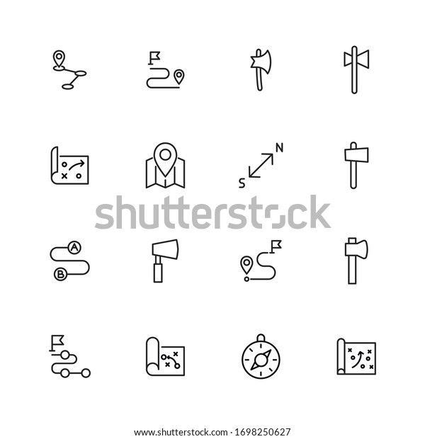 Big set\
of camping line icons. Vector illustration isolated on a white\
background. Premium quality symbols. Stroke vector icons for\
concept or web graphics. Simple thin line signs.\
