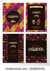 Big set of card for Carnival Party. Vector.