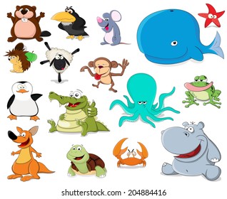 Big set of cartoon animals 