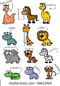 Big set cartoon animals