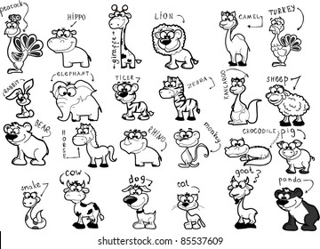 Big set of cartoon animals