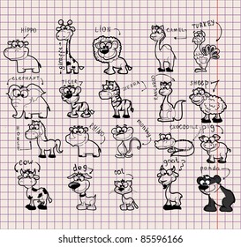 Big set of cartoon animals