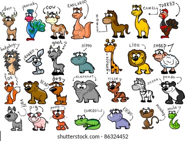Big set of cartoon animals