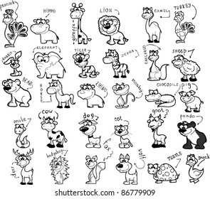 Big set of cartoon animals