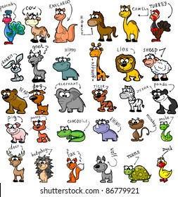 Big set of cartoon animals