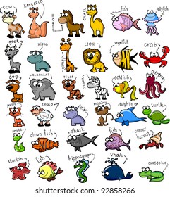 Big set of cartoon animals