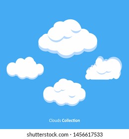 Big set of cartoon clouds in blue sky