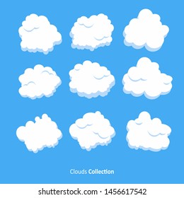 Big set of cartoon clouds in blue sky