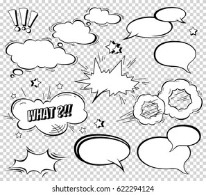 Big Set of Cartoon, Comic Speech Bubbles, Empty Dialog Clouds in Pop Art Style. Vector Illustration for Comics Book , Social Media Banners, Promotional Material.