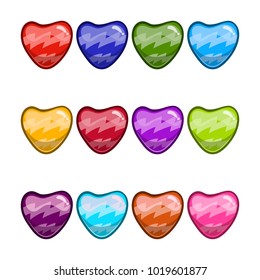 Big set with cartoon different heart