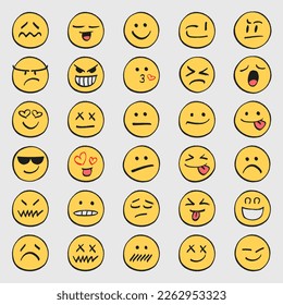 Big set  cartoonish emoticons, in flat design style.