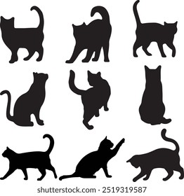 Big set of cat silhouettes