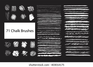 Big set of chalk brushes. Hand drawn   lines, shapes and design elements. 