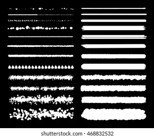 Big set of chalkboard brushstrokes on black background vector illustration