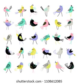 Big set of charming Birds