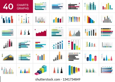 Big set of charst, graphs. Blue color. Infographics business elements.