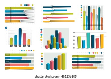 Big set of charst, graphs. Blue color. Infographics business elements.