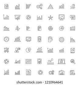 big set of chart and diagram presentation icons vector design with simple outline and modern style, editable stroke