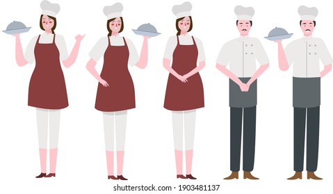 Un gran conjunto de personajes de chef con diferentes actividades