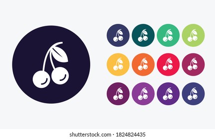 Big set with cherry icon isolated on white background.