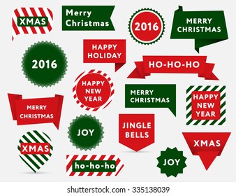 Big set of Christmas banners with greetings in traditional colors. Best for web and posters.