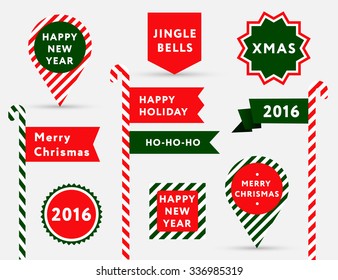 Big set of Christmas banners with greetings in traditional colors. Best for web and posters.