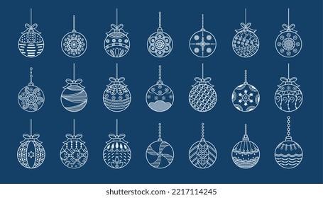 big set of christmas bauble ornaments for xmas design 