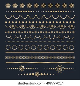 Big set of Christmas calligraphic borders. Vector illustration