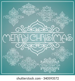Big set of Christmas calligraphic design elements. Vector illustration