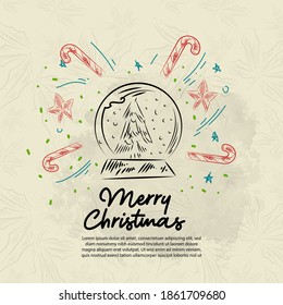 Gran conjunto de elementos del doodle de diseño navideño con Feliz Navidad y Año Nuevo