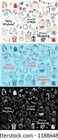 Big set of Christmas design element in doodle style