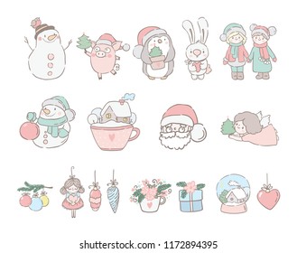 Big set with christmas icon and design elements