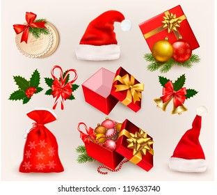 Big set of Christmas icons and objects. Vector illustration.