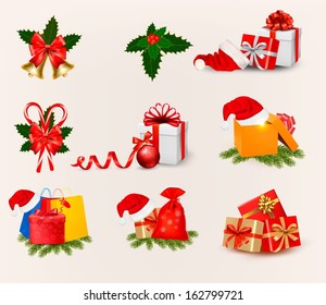 Big set of Christmas icons and objects. Vector illustration. 