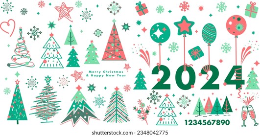 Big set of Christmas and New Year elements for design. Vector illustration.