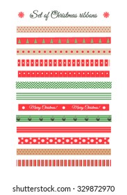 Big set of Christmas and New Year ribbons. 