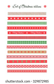 Big set of Christmas and New Year ribbons. 