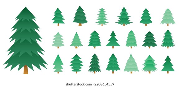 big set of christmas tree design in different layout 