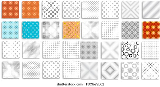 Big set of Circle Abstract Seamless Pattern. Repeating halftone dots background. Vector