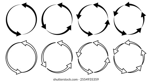 big set of circle arrow, round , refresh and rotting ,recycle arrow icon set, refresh, repeat, arrow Vector illustration. different circular arrows eps 10.