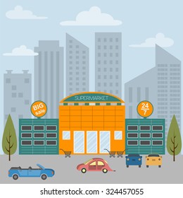 Big set City generator. House constructor. House, cafe, restaurant, shop, boutique. Make your perfect city. Vector illustration